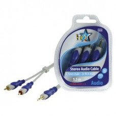 HQ 3.5MM STEREO MALE - 2X RCA MALE 1.5 MTR KABEL