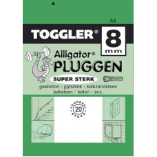 TOGGLER ALLIGATORPLUG Z.FLENS 8MM 20 ST.