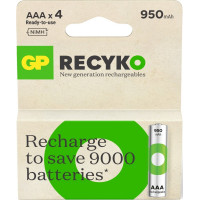 GP AAA OPLAADBAAR RECYKO 950 MAH 4 STUKS GP AAA OPLAADBAAR RECYKO 950 MAH 4 STUKS